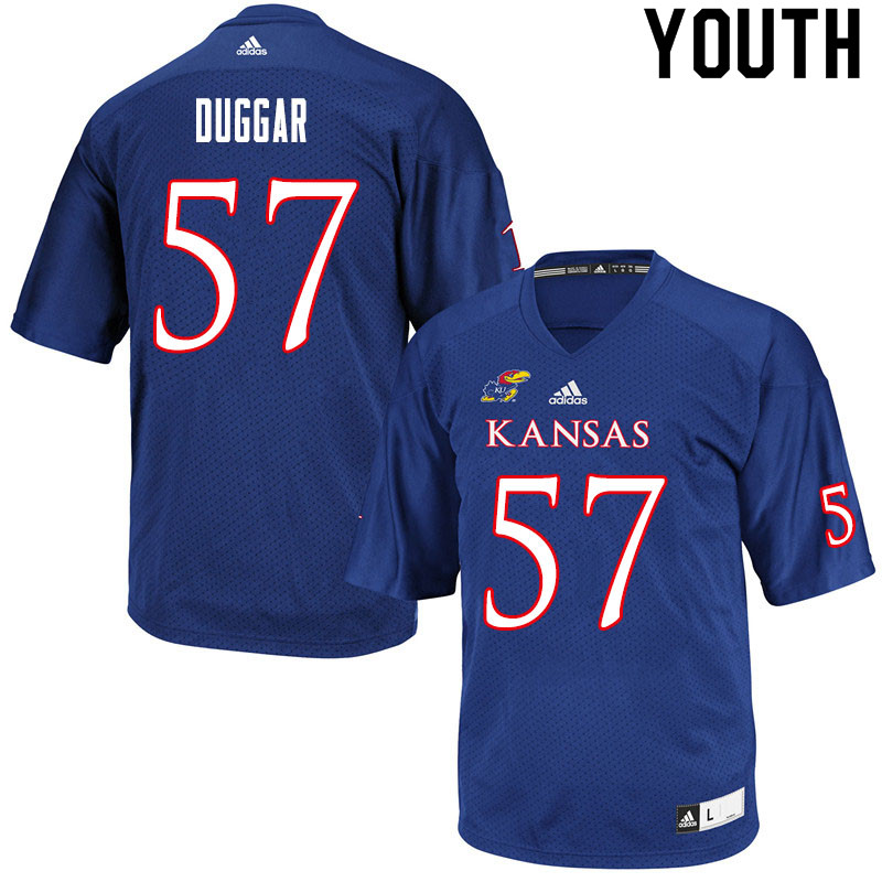 Youth #57 Emory Duggar Kansas Jayhawks College Football Jerseys Sale-Royal - Click Image to Close